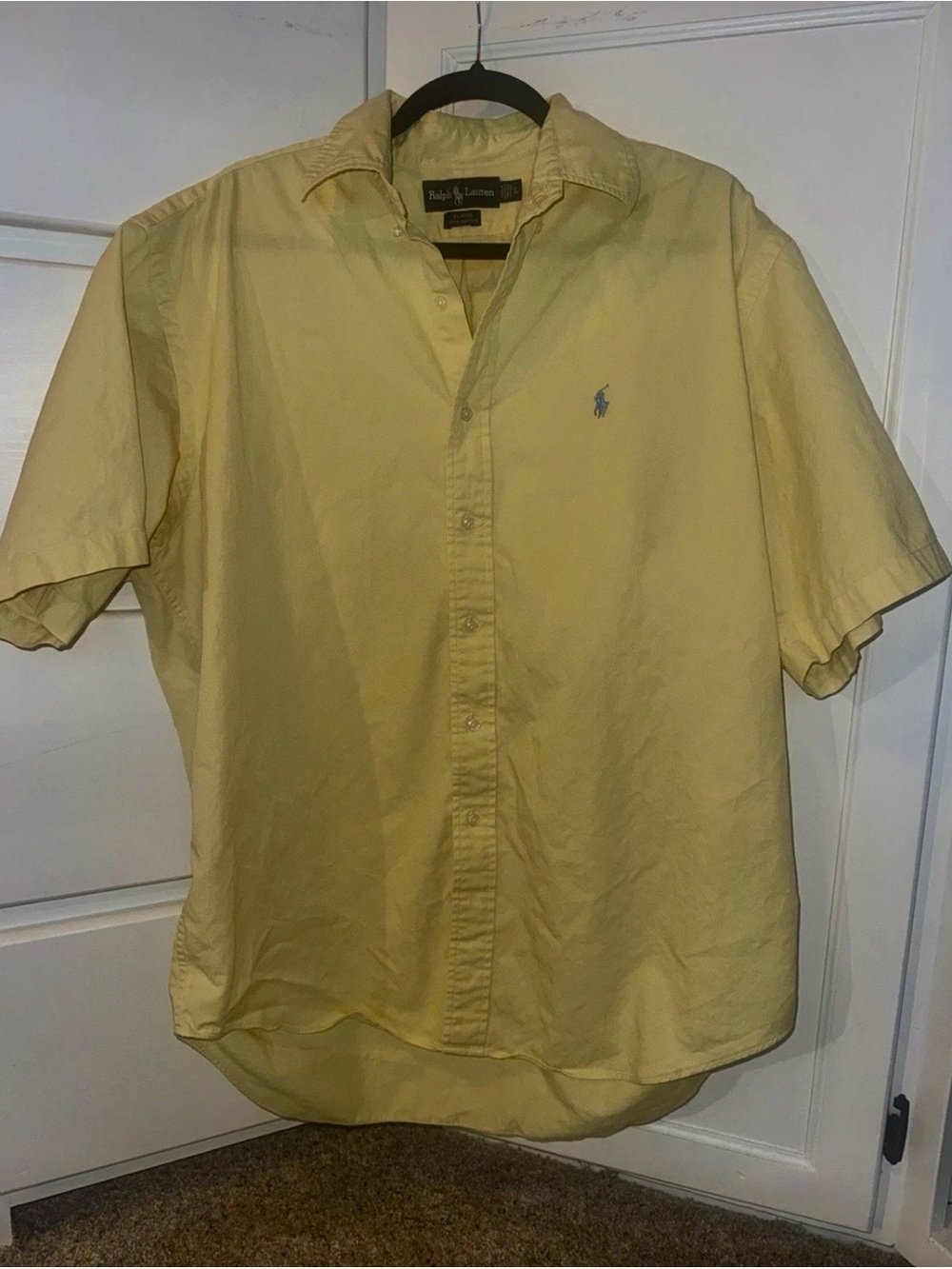 Ralph Lauren Short-Sleeve Button-Down Shirt in Light Yellow